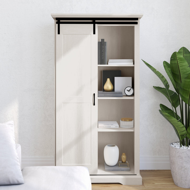 Finnoula 36" Wide Farmhouse Storage Cabinet, Semi-Open Storage with Sliding Barn Door