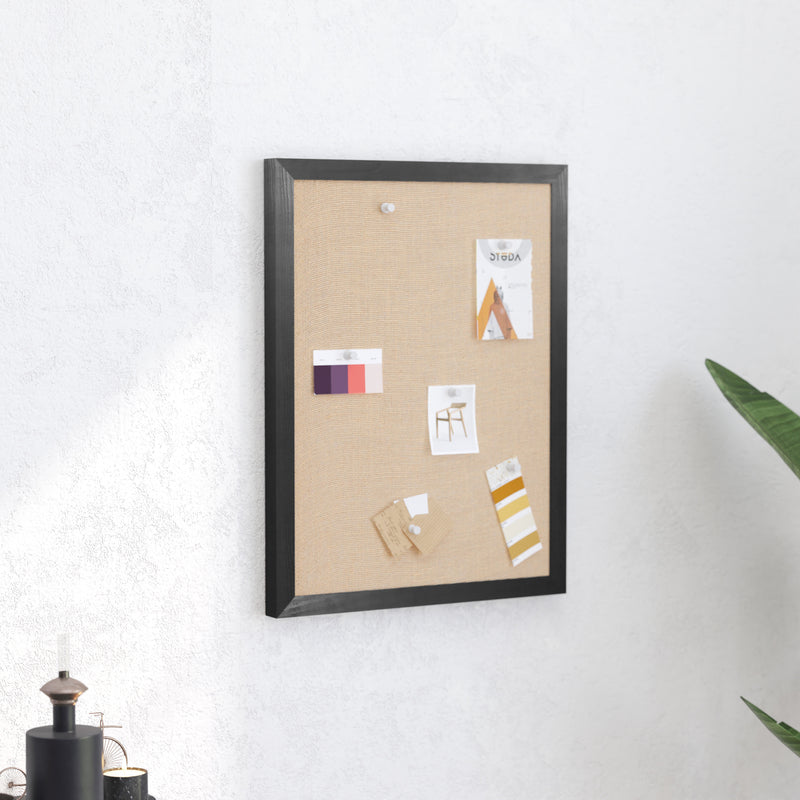 Clarey 18x24 Linen Display Board with Wooden Frame and Push Pins