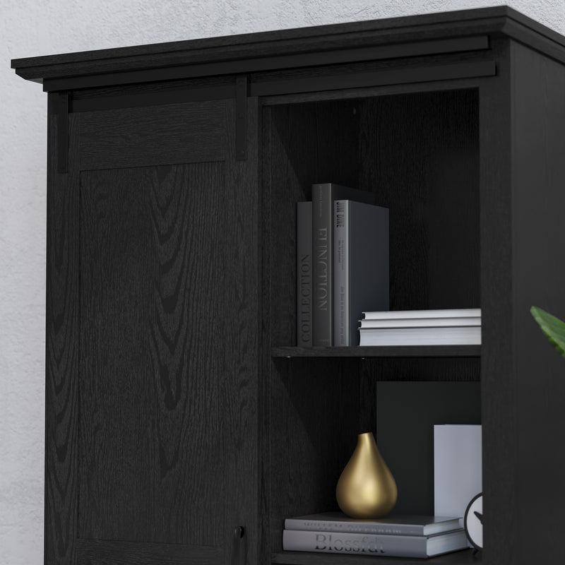 Finnoula 36" Wide Farmhouse Storage Cabinet, Semi-Open Storage with Sliding Barn Door