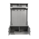 Wallen Hallway Tree with Bench Seating, 4 Double Coat Hooks, Upper Storage and Double Door Under Bench Storage in Gray