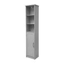 Vigo Slim Linen Tower Organizer with 2 Adjustable Cabinet Shelves, 3 Open Shelves, and Magnetic Closure Doors