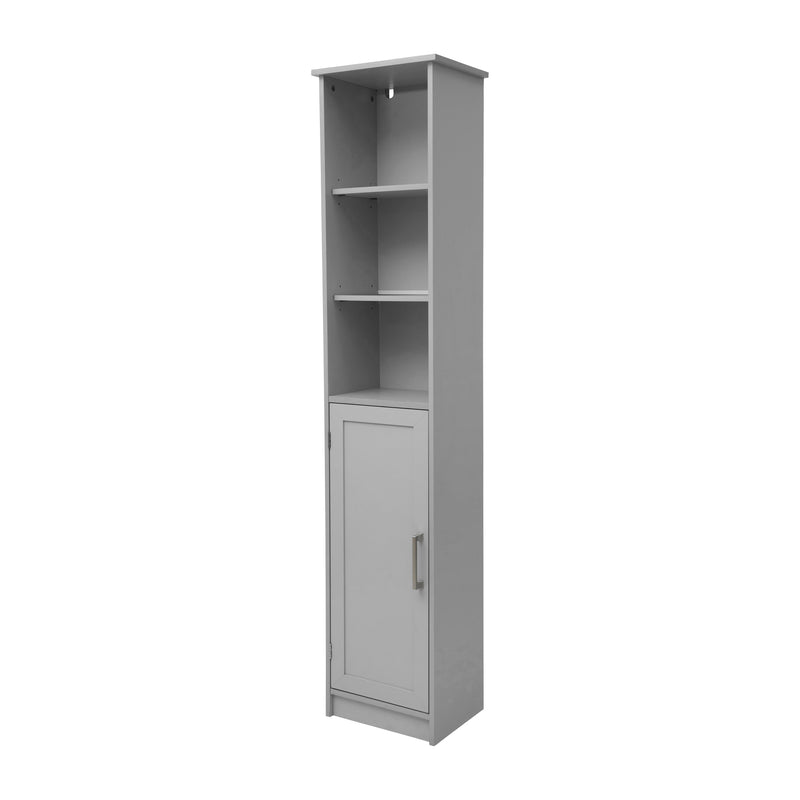 Vigo Slim Linen Tower Organizer with 2 Adjustable Cabinet Shelves, 3 Open Shelves, and Magnetic Closure Doors