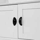 Wallen Hallway Tree with Bench Seating, 4 Double Coat Hooks, Upper Storage and Double Door Under Bench Storage in White