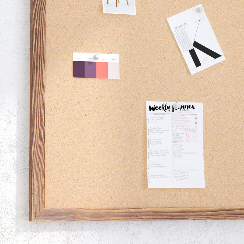 Cristal 24x36 Cork Display Board with Wooden Frame and Push Pins