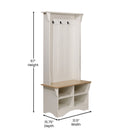 Whitman Hallway Tree with Bench Seating, 3 Single Coat Hooks and Lower Storage with Adjustable Shelves