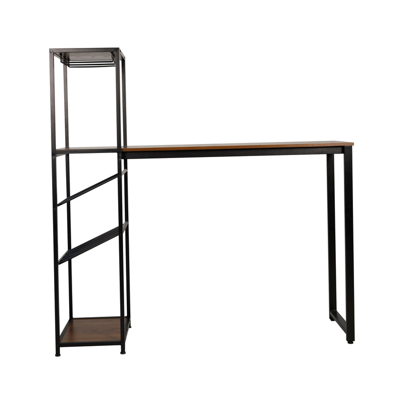 Kramer Metal Bar and Wine Table with Bottle Storage and Hanging Stemware Holders