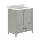 Argos 30 Inch Single Sink Bathroom Vanity with Undermount Basin, Soft-Close Cabinet, Easy-Glide Drawer, and Carrara Marble Finish Countertop