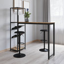 Kramer Metal Bar and Wine Table with Bottle Storage and Hanging Stemware Holders