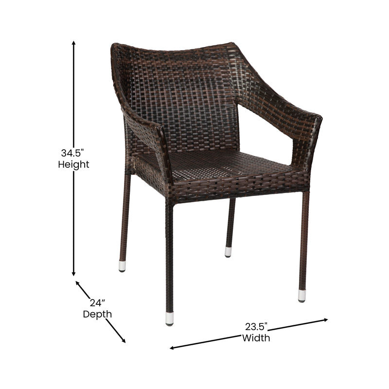 Eldon Weather Resistant Indoor/Outdoor Stacking Patio Dining Chair with Steel Frame and PE Rattan