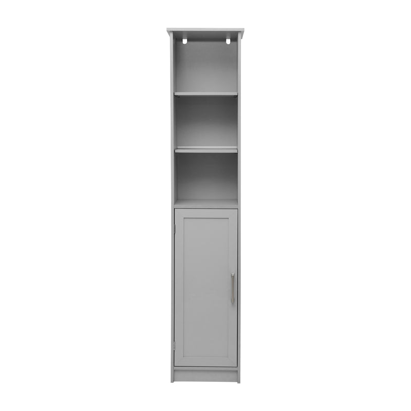 Vigo Slim Linen Tower Organizer with 2 Adjustable Cabinet Shelves, 3 Open Shelves, and Magnetic Closure Doors