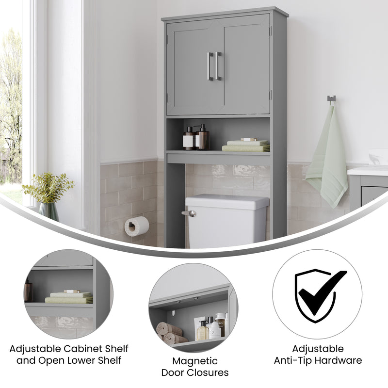 Vigo Over the Toilet Bathroom Organizer with Shelves and Magnetic Closure Doors