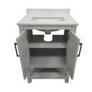 Vigo 30 Inch Bathroom Vanity with Ceramic Sink, Carrara Marble Finish Countertop, Storage Cabinet with Soft Close Doors and Open Shelf