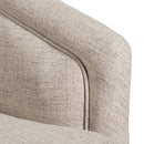 Wyn Fabric Upholstered Club Style Barrel Chair with Sloped Armrests and 360 Degree Swivel Base in a Woodgrain Vinyl Wrap