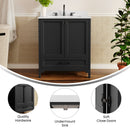 Argos 30 Inch Single Sink Bathroom Vanity with Undermount Basin, Soft-Close Cabinet, Easy-Glide Drawer, and Carrara Marble Finish Countertop