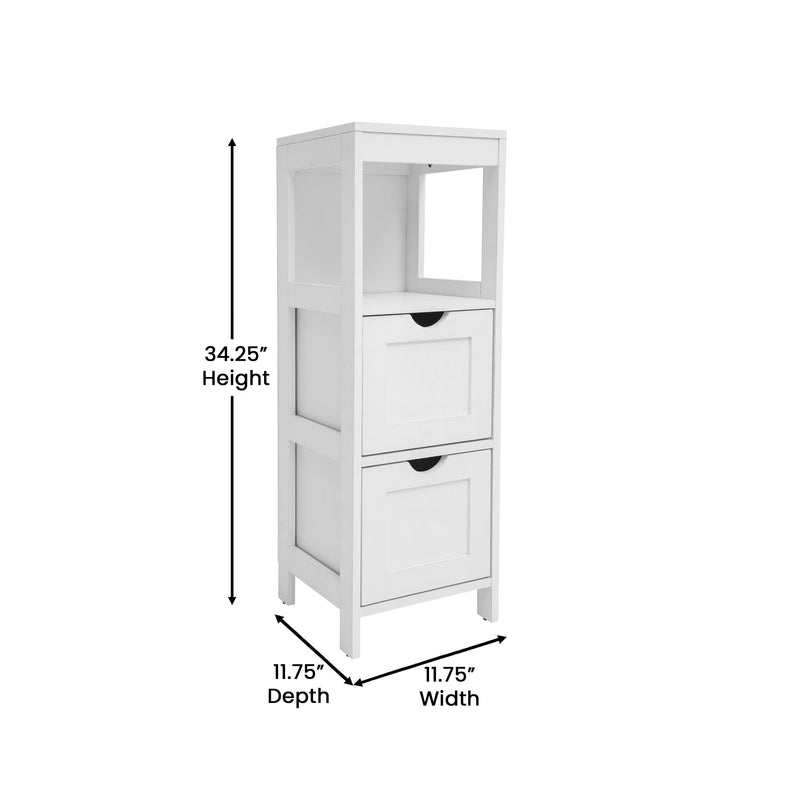 Delilah 2 Drawer Bathroom Storage Cabinet Organizer with Open Display Shelf