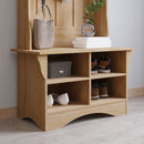 Whitman Hallway Tree with Bench Seating, 3 Single Coat Hooks and Lower Storage with Adjustable Shelves