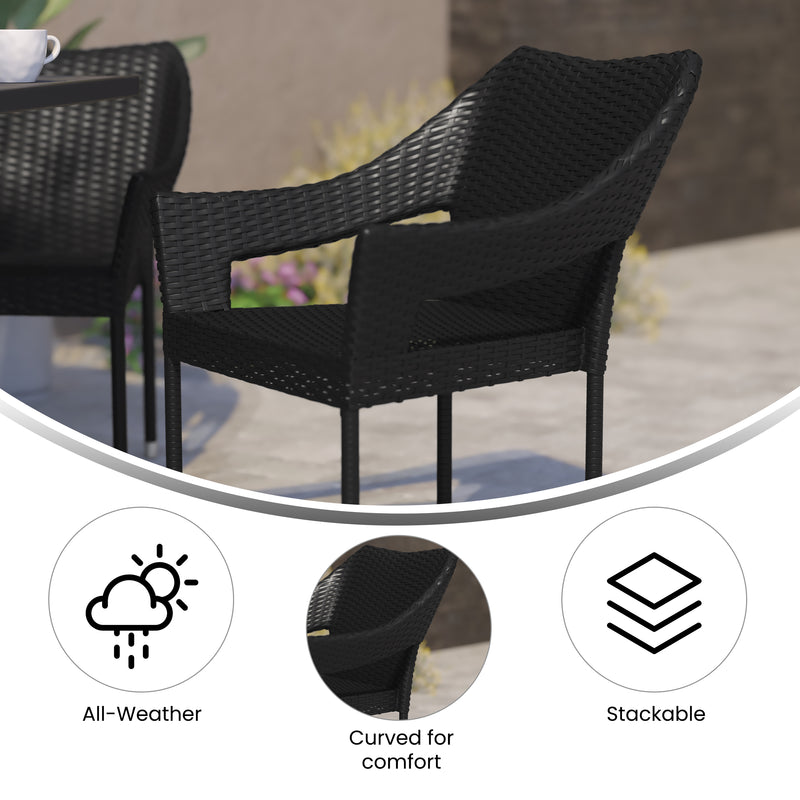 Eldon Weather Resistant Indoor/Outdoor Stacking Patio Dining Chair with Steel Frame and PE Rattan