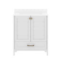 Argos 30 Inch Single Sink Bathroom Vanity with Undermount Basin, Soft-Close Cabinet, Easy-Glide Drawer, and Carrara Marble Finish Countertop
