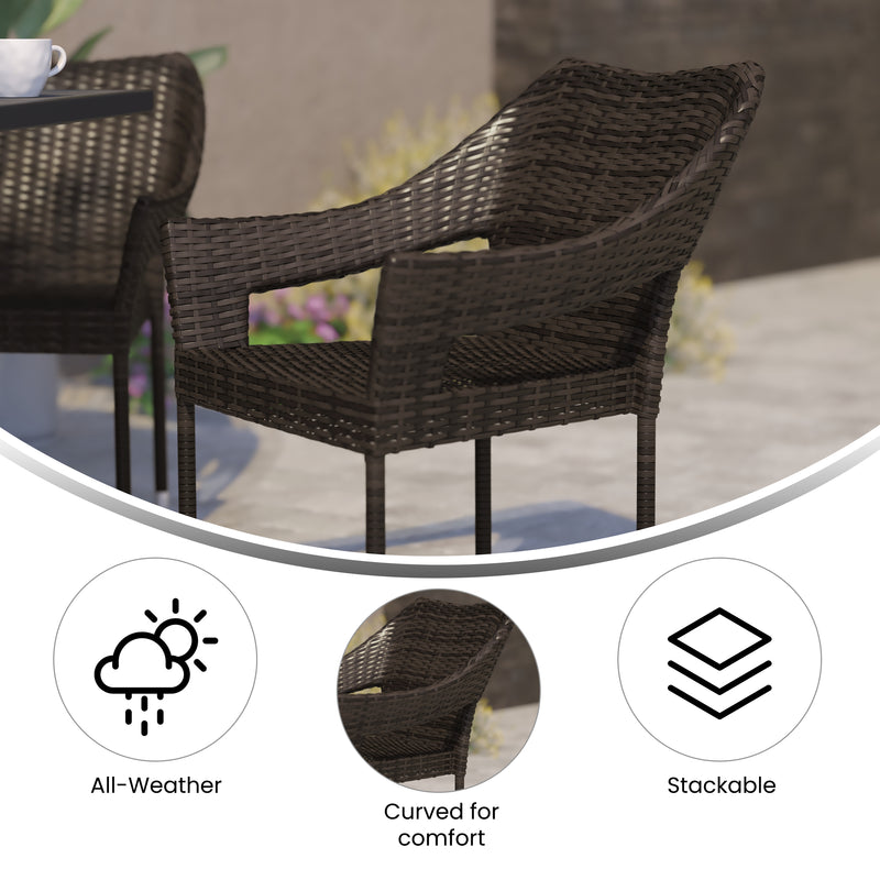 Eldon Weather Resistant Indoor/Outdoor Stacking Patio Dining Chair with Steel Frame and PE Rattan