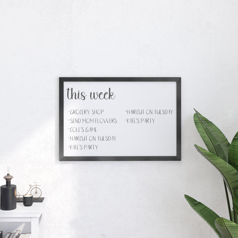 Cilla 20x30 Magnetic White Board with Dry Erase Marker, 4 Magnets and Eraser