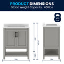 Vigo 30 Inch Bathroom Vanity with Ceramic Sink, Carrara Marble Finish Countertop, Storage Cabinet with Soft Close Doors and Open Shelf