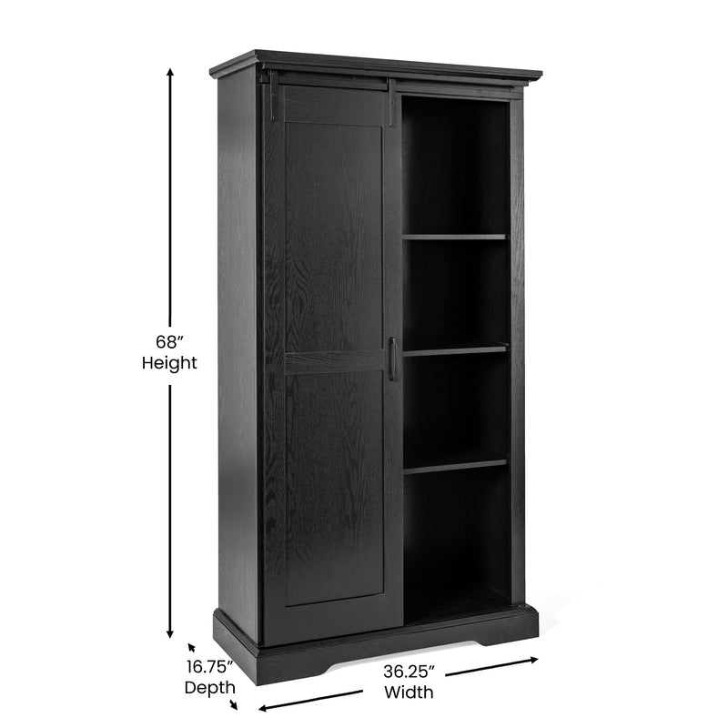Finnoula 36" Wide Farmhouse Storage Cabinet, Semi-Open Storage with Sliding Barn Door