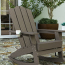 Nassau Adirondack Rocking Chair with Cup Holder, Weather Resistant HDPE Adirondack Rocking Chair