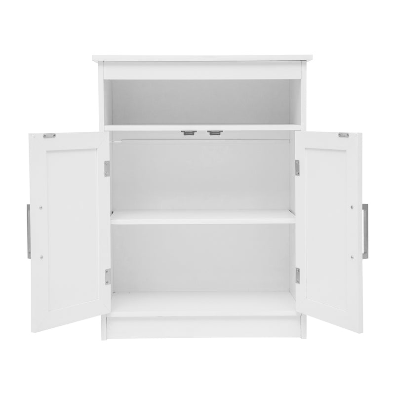 Vigo Bathroom Storage Cabinet with Adjustable Cabinet Shelf, Upper Open Shelf, and 2 Magnetic Closure Doors