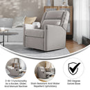 Dara 3-in-1 Traditional Manual Recliner Rocker Swivel Glider Chair