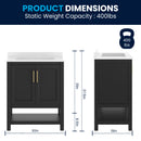 Vigo 30 Inch Bathroom Vanity with Ceramic Sink, Carrara Marble Finish Countertop, Storage Cabinet with Soft Close Doors and Open Shelf