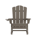 Nassau Adirondack Rocking Chair with Cup Holder, Weather Resistant HDPE Adirondack Rocking Chair