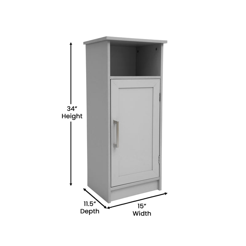Vigo Bathroom Storage Cabinet with Adjustable Cabinet Shelf, Upper Open Shelf, and Magnetic Closure Door