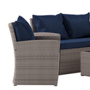 Atlas 4 Piece Patio Set Contemporary Loveseat, 2 Chair and Coffee Table Set with  Back Pillows and Seat Cushions