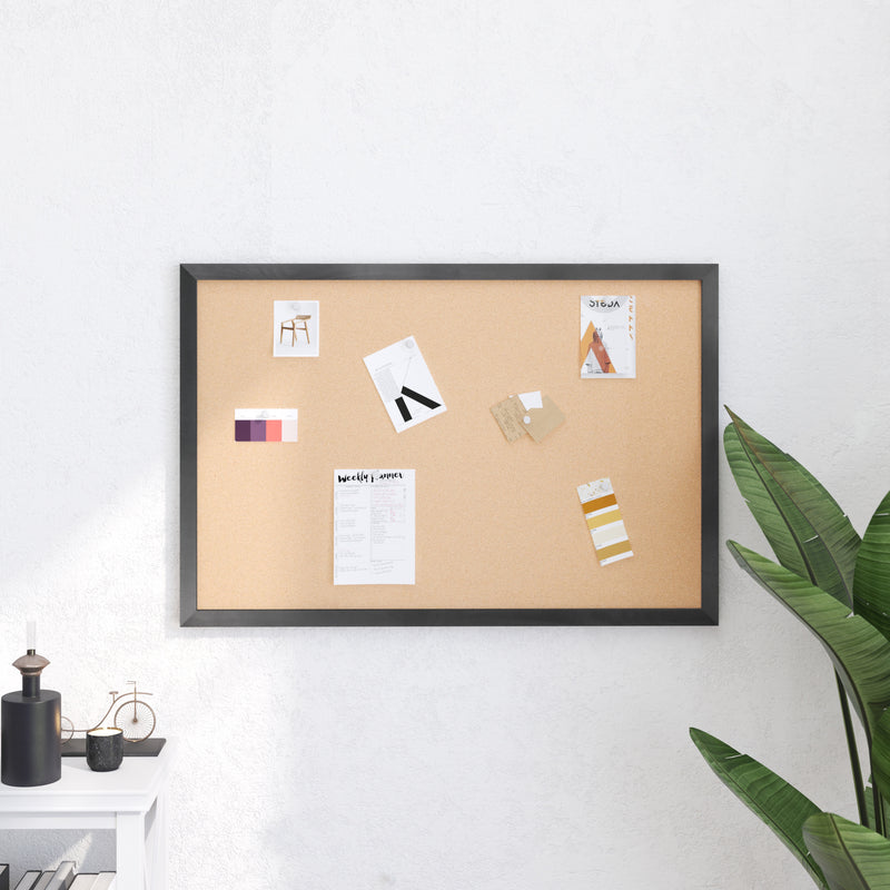 Cristal 24x36 Cork Display Board with Wooden Frame and Push Pins