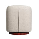 Wyn Fabric Upholstered Club Style Barrel Chair with Sloped Armrests and 360 Degree Swivel Base in a Woodgrain Vinyl Wrap