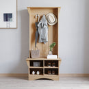 Whitman Hallway Tree with Bench Seating, 3 Single Coat Hooks and Lower Storage with Adjustable Shelves