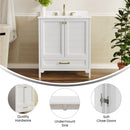 Argos 30 Inch Single Sink Bathroom Vanity with Undermount Basin, Soft-Close Cabinet, Easy-Glide Drawer, and Carrara Marble Finish Countertop
