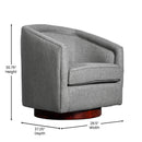 Wyn Fabric Upholstered Club Style Barrel Chair with Sloped Armrests and 360 Degree Swivel Base in a Woodgrain Vinyl Wrap