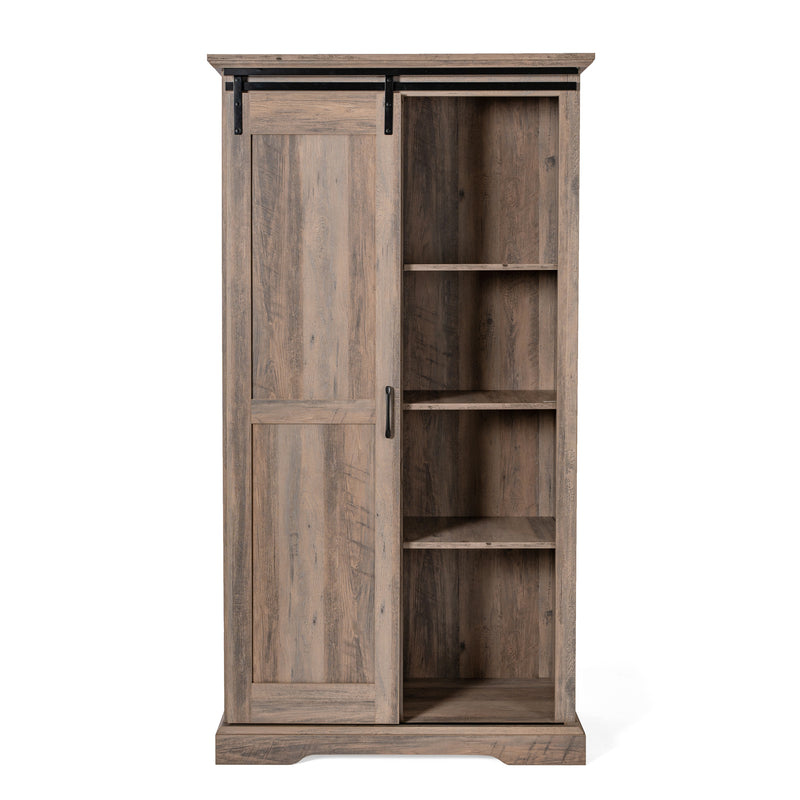 Finnoula 36" Wide Farmhouse Storage Cabinet, Semi-Open Storage with Sliding Barn Door