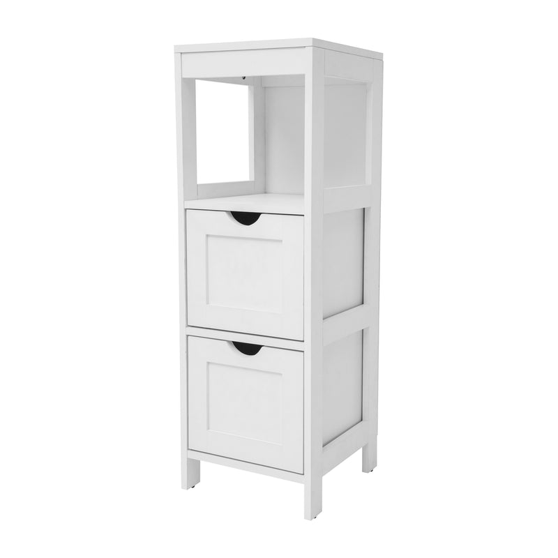 Delilah 2 Drawer Bathroom Storage Cabinet Organizer with Open Display Shelf