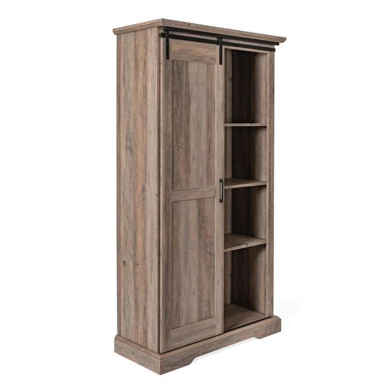 Finnoula 36" Wide Farmhouse Storage Cabinet, Semi-Open Storage with Sliding Barn Door
