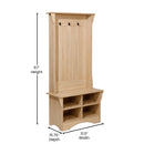 Whitman Hallway Tree with Bench Seating, 3 Single Coat Hooks and Lower Storage with Adjustable Shelves