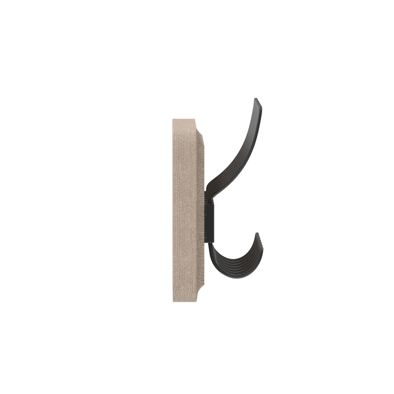 Enid 34 Inch Wall Mount Pine Wood Storage Rack with Hanging Hooks, Entryway, Kitchen, Bathroom