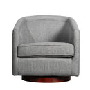 Wyn Fabric Upholstered Club Style Barrel Chair with Sloped Armrests and 360 Degree Swivel Base in a Woodgrain Vinyl Wrap