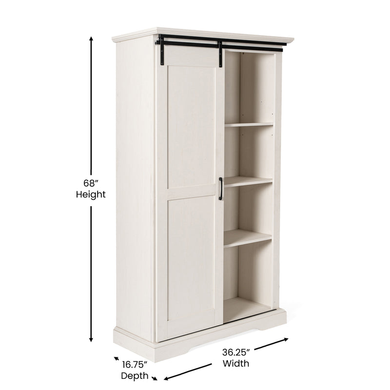 Finnoula 36" Wide Farmhouse Storage Cabinet, Semi-Open Storage with Sliding Barn Door