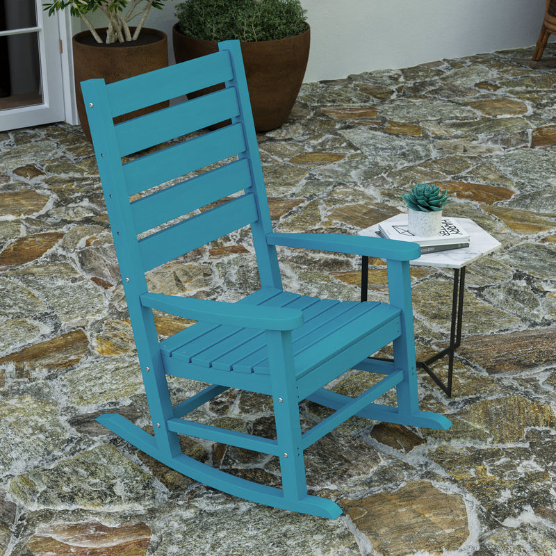 Fielder Contemporary Rocking Chair, All-Weather HDPE Indoor/Outdoor Rocker