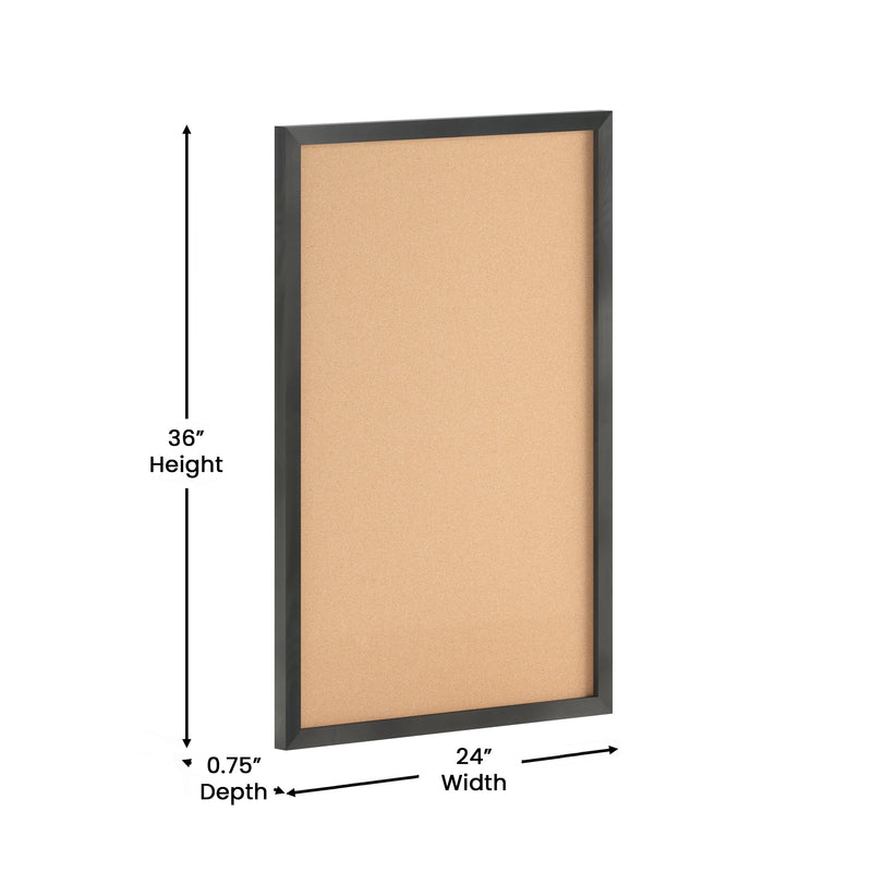 Cristal 24x36 Cork Display Board with Wooden Frame and Push Pins