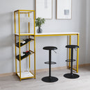 Kramer Metal Bar and Wine Table with Bottle Storage and Hanging Stemware Holders