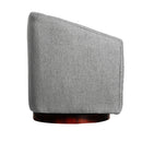 Wyn Fabric Upholstered Club Style Barrel Chair with Sloped Armrests and 360 Degree Swivel Base in a Woodgrain Vinyl Wrap