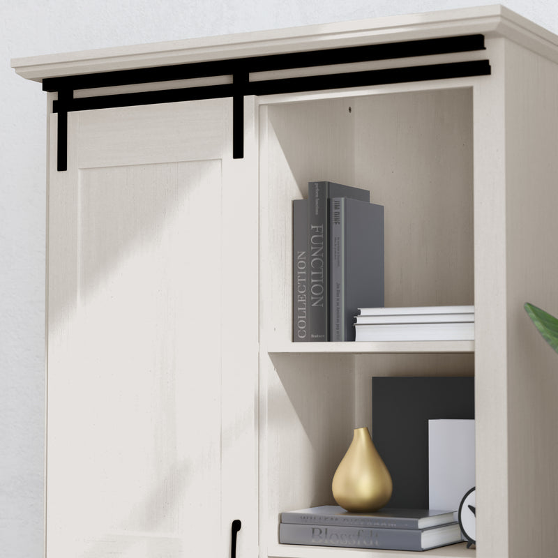 Finnoula 36" Wide Farmhouse Storage Cabinet, Semi-Open Storage with Sliding Barn Door